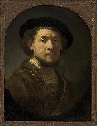 Bust of a man wearing a cap and a gold chain., REMBRANDT Harmenszoon van Rijn